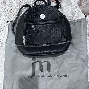 JESSICA MOORE SMALL Black Leather Backpack